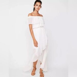 NWT EXPRESS Off The Shoulder High Low White Dress